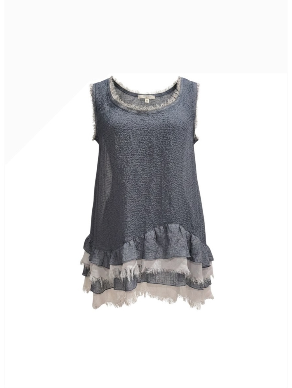 Kensie Sleeveless Textured Tunic with Frayed Edges